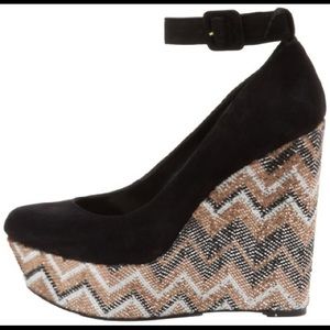 Jessica Simpson Wedges sz 7 BRAND NEW Heels 👠 black gold silver Party Night Out